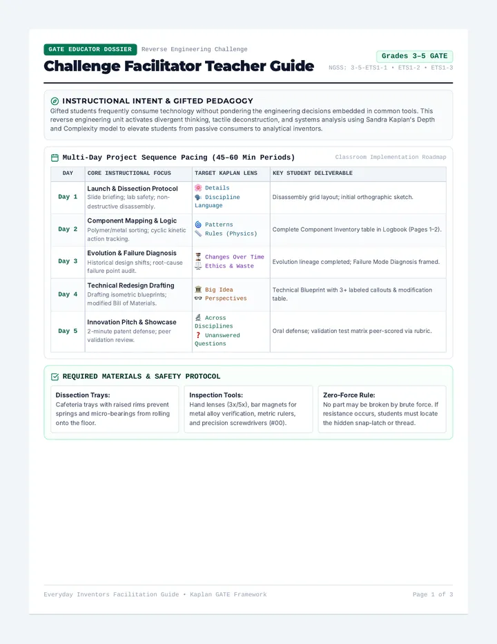 Challenge Facilitator Teacher Guide