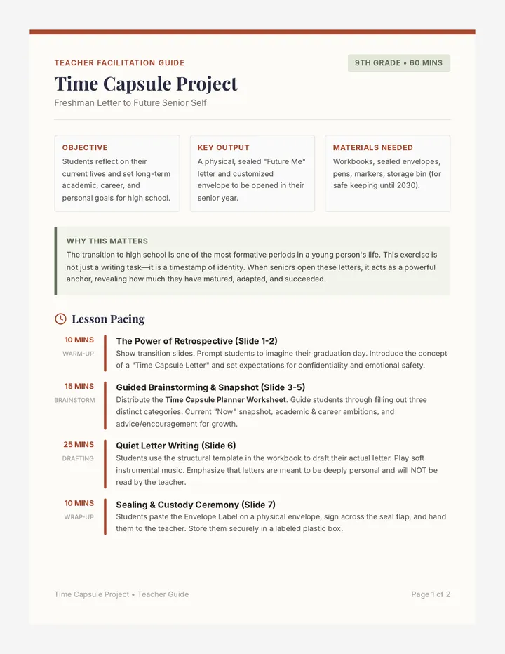 Time Capsule Teacher Guide