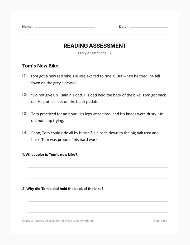 Tom New Bike Assessment