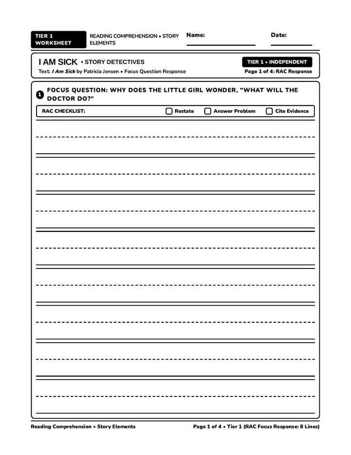 Doctor Visit Tier 1 Worksheet