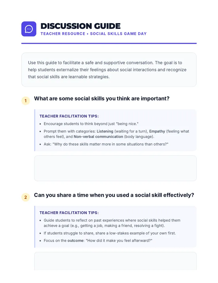 Social Skills Discussion Guide