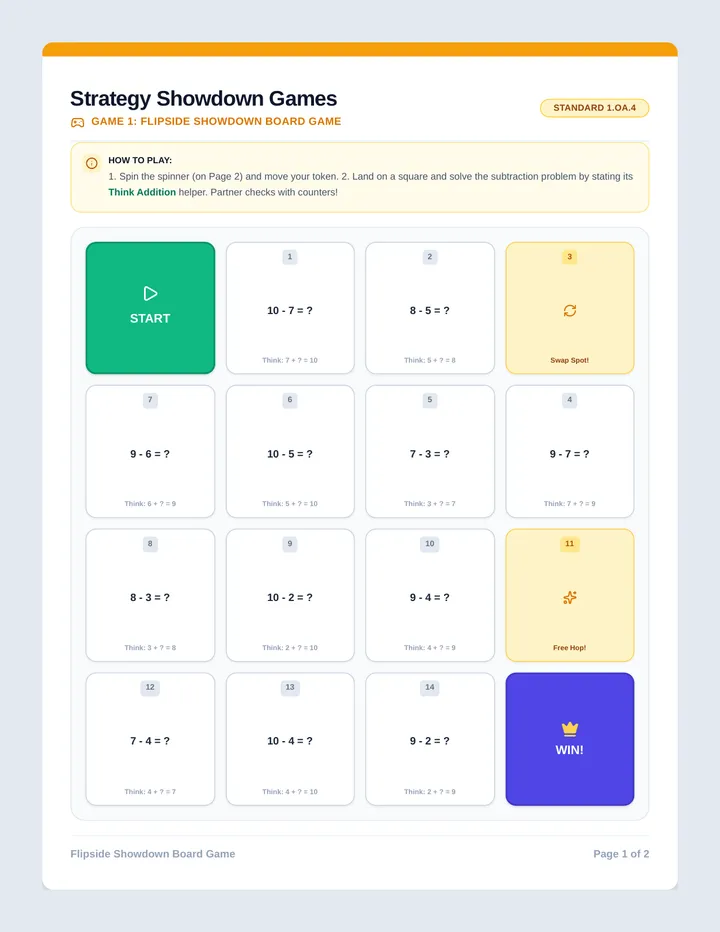 Fact Family Showdown Game