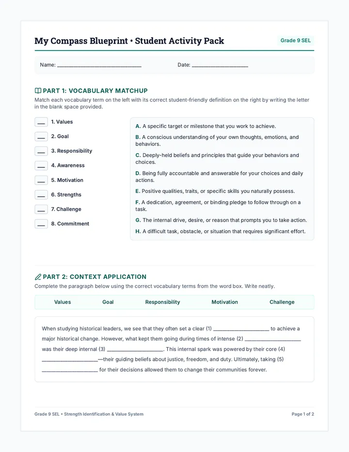 Core Values Student Pack