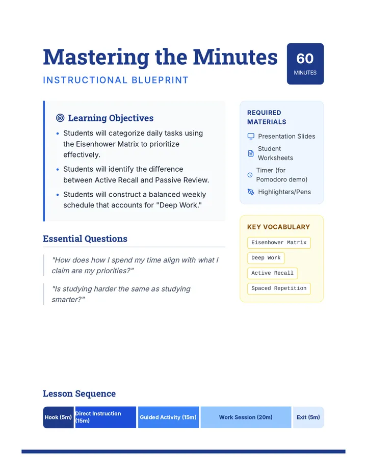 Mastering Minutes Teacher Guide