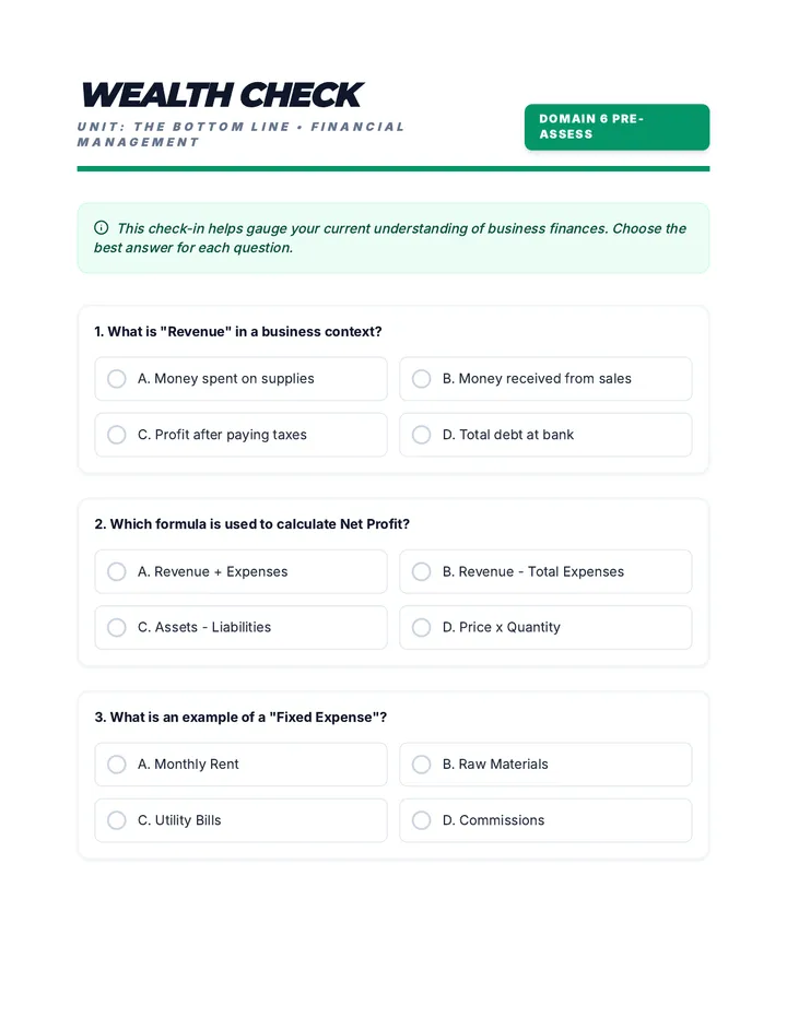 Wealth Check Pre Assessment