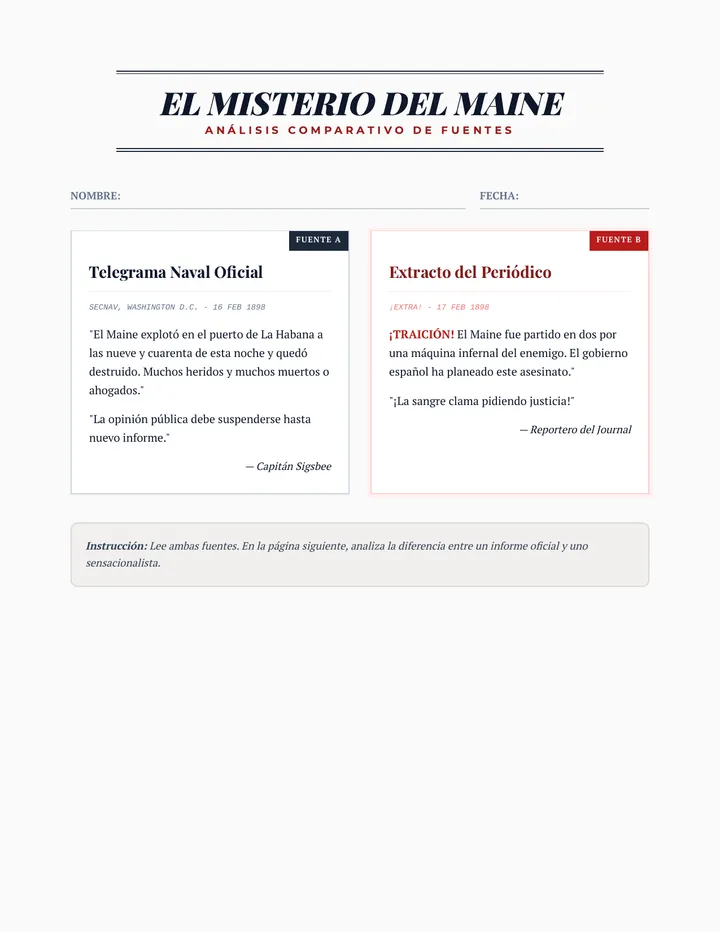 Análisis del Misterio del Maine Ficha
