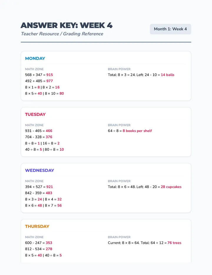 Week 4 Answer Key Summary