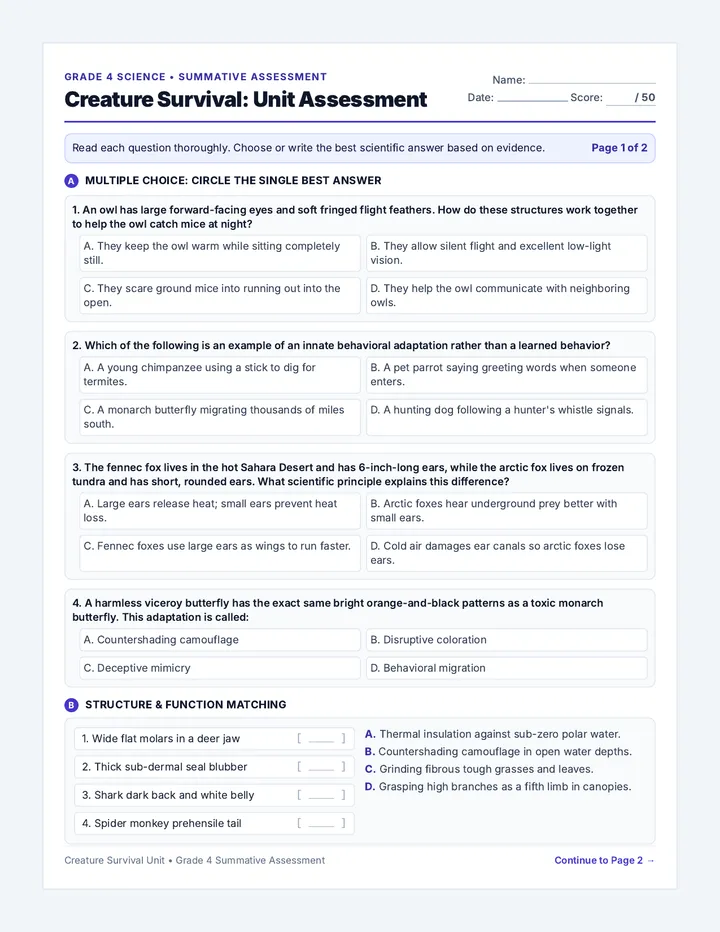 Creature Survival Assessment