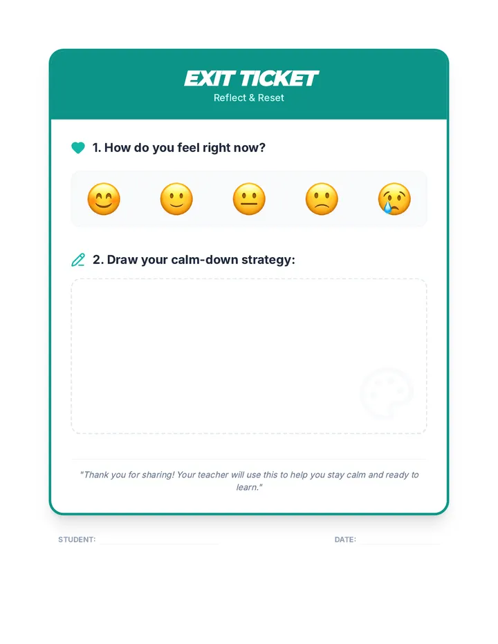 Reflect and Reset Exit Ticket