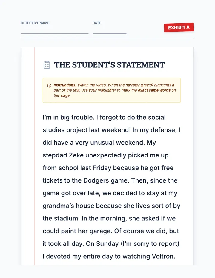 Student Statement Handout