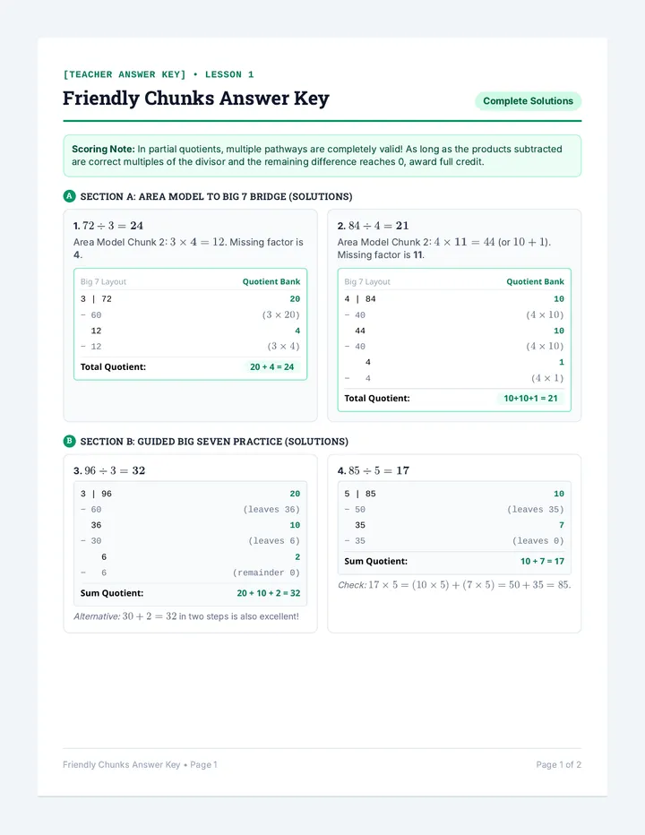 Friendly Chunks Answer Key