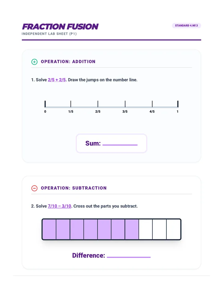 Fraction Fusion Worksheet