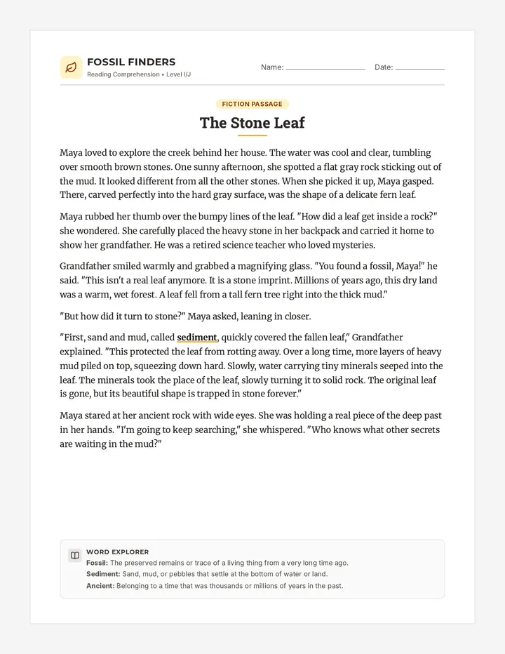 The Stone Leaf Worksheet