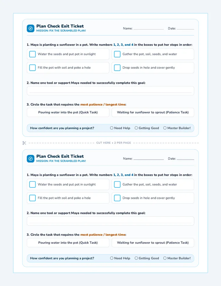 Plan Check Exit Ticket