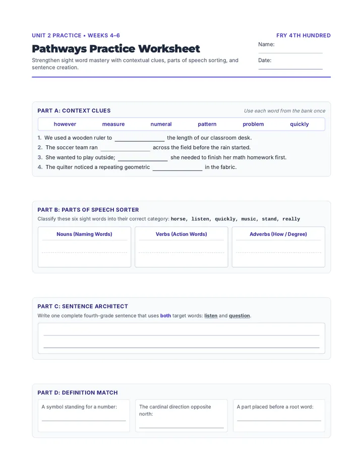 Pathways Practice Worksheet