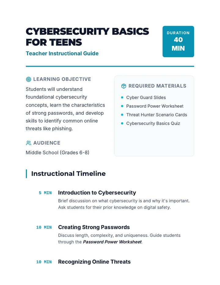 Cybersecurity Lesson Plan