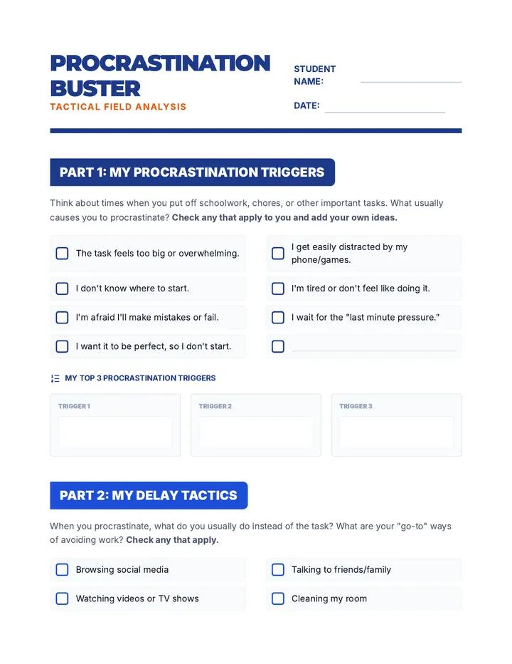 Procrastination Buster Worksheet