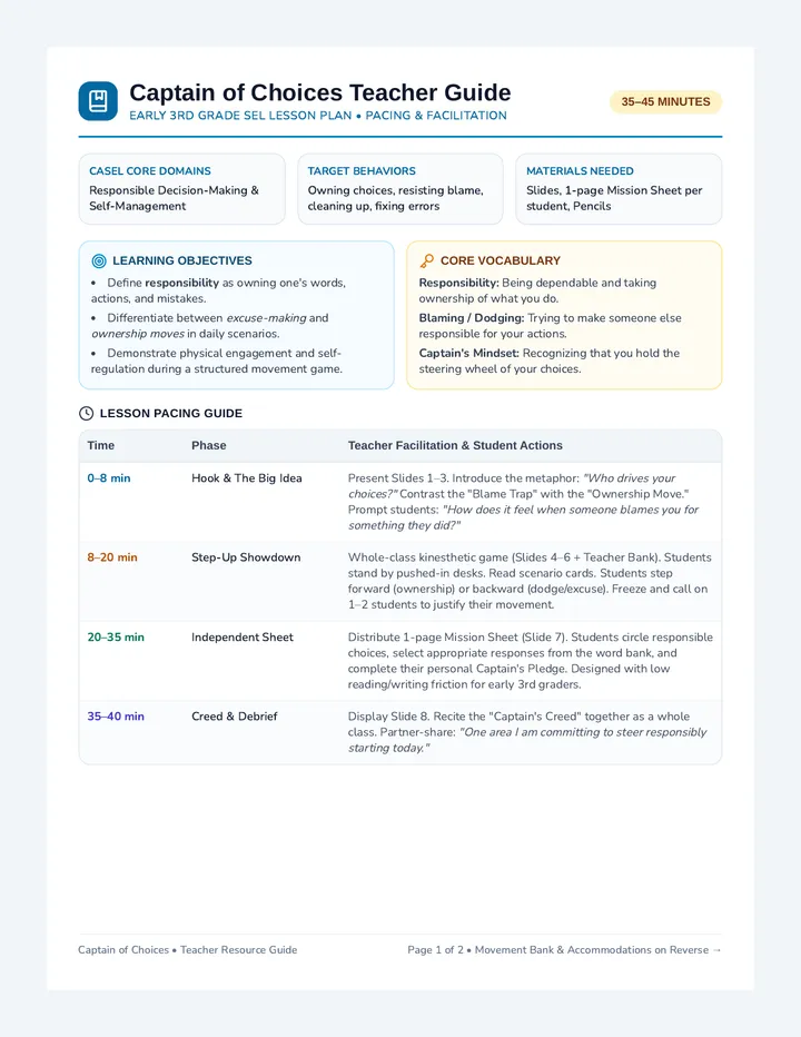 Captain of Choices Teacher Guide