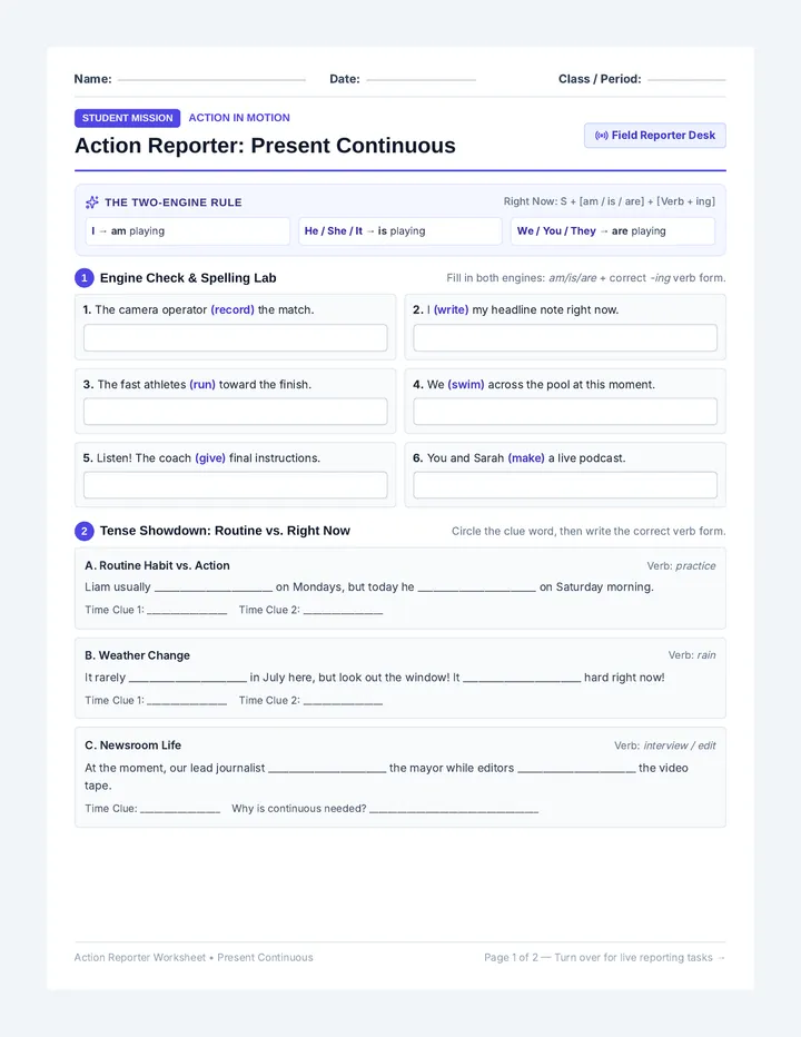 Action Reporter Worksheet