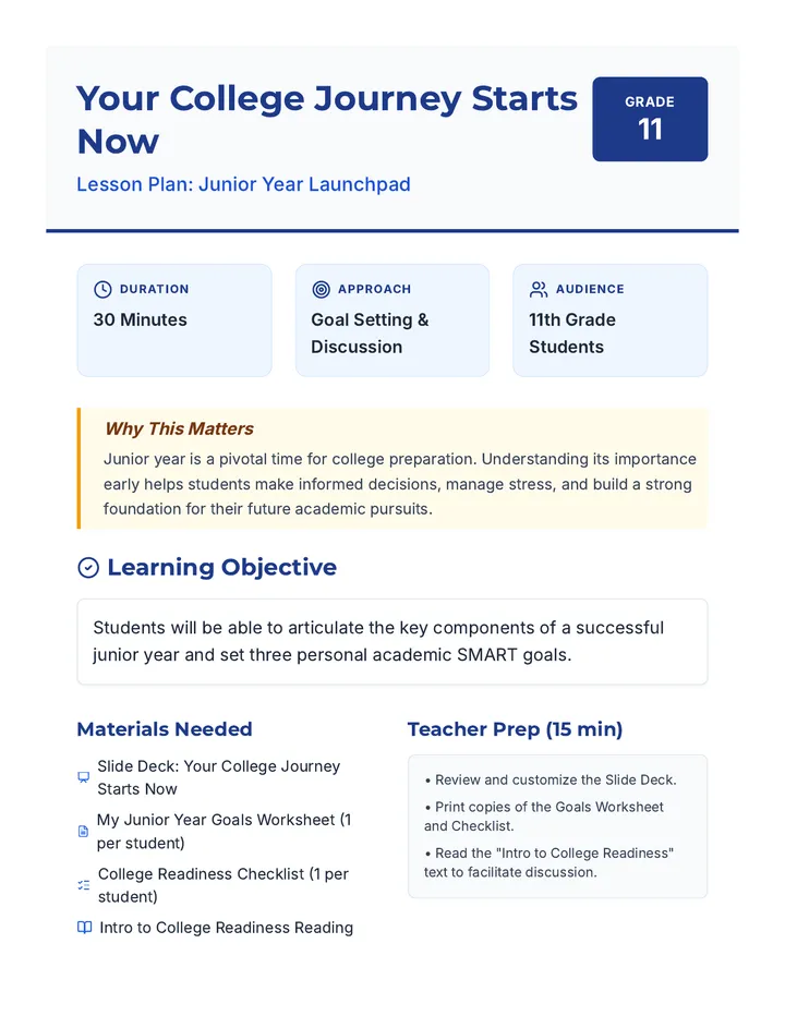 Your College Journey Lesson Plan