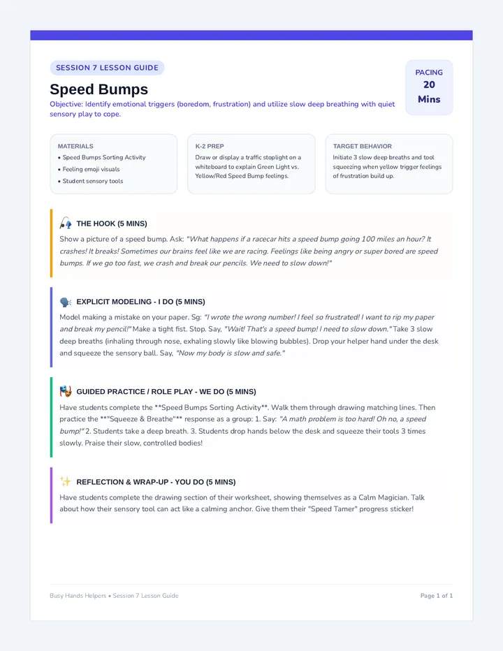 Speed Bumps Lesson Guide