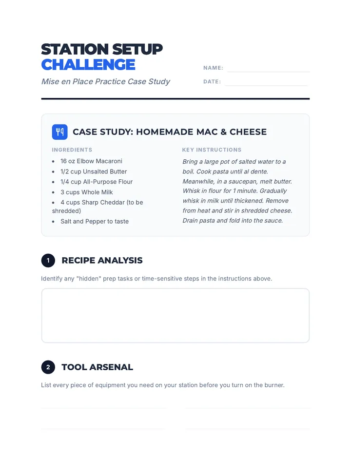 Mac Cheese Worksheet