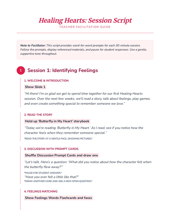 Healing Hearts Session Script