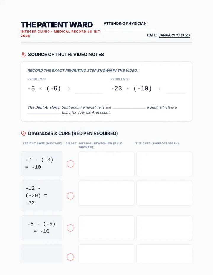 Error Doctor Worksheet