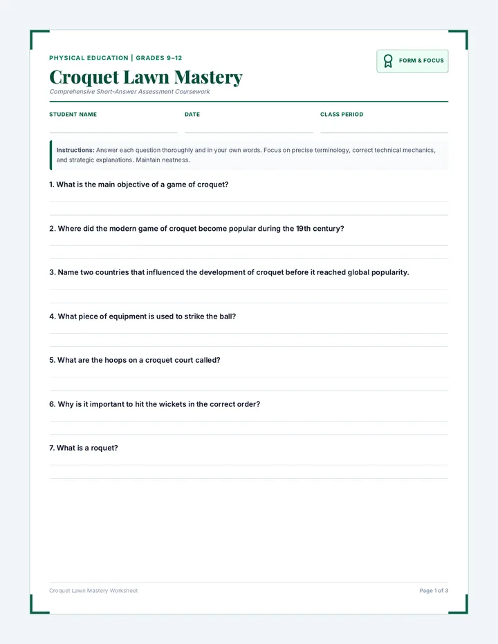 Lawn Mastery Worksheet