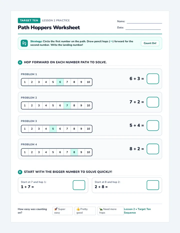 Path Hoppers Worksheet