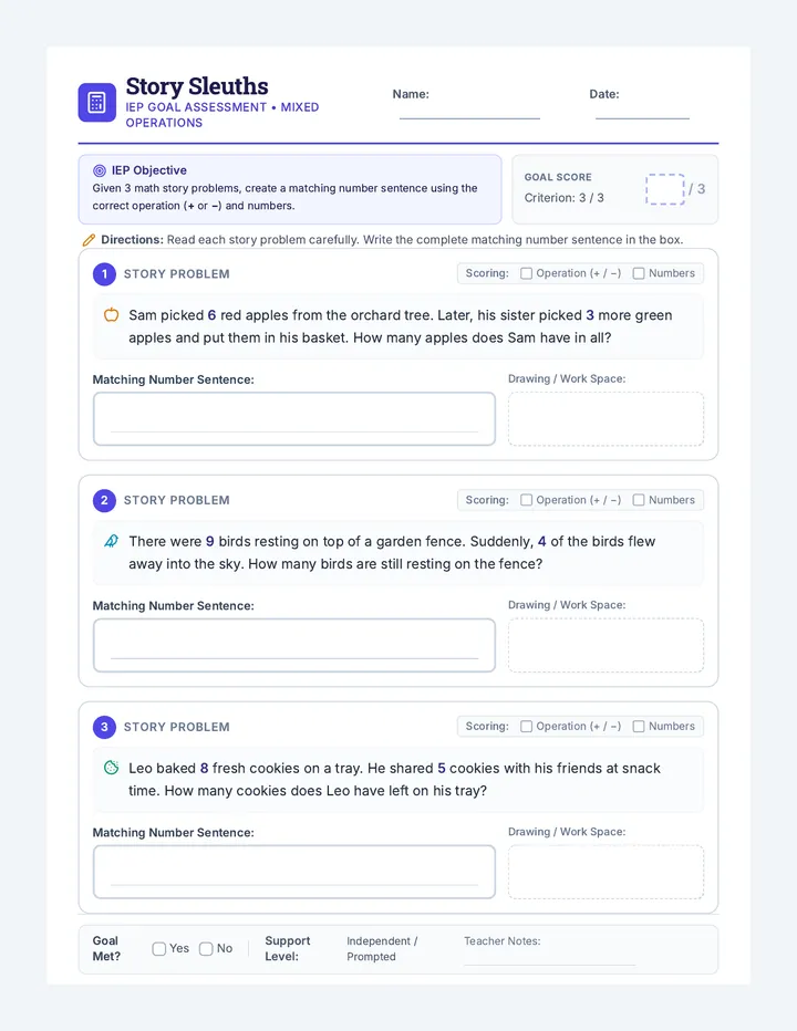 Story Sleuths Worksheet