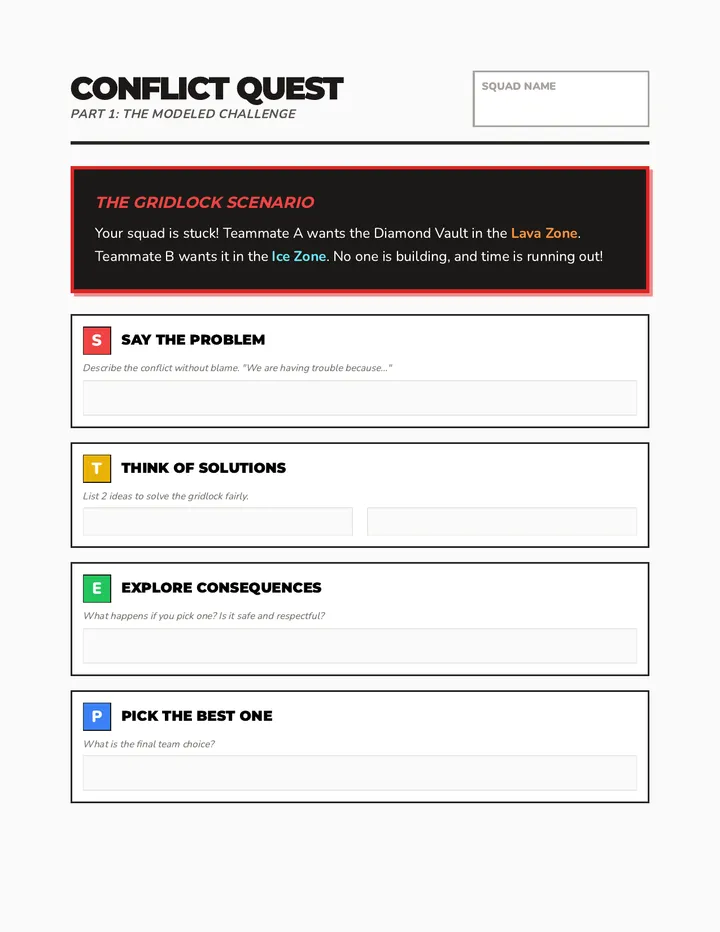 Conflict Quest Worksheet