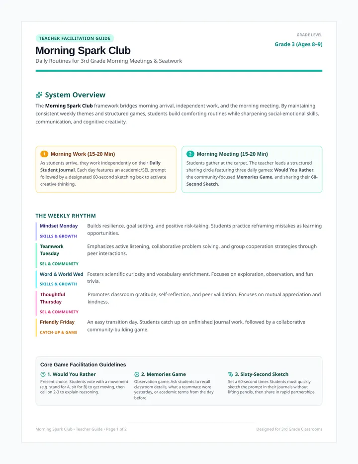 Morning Spark Teacher Guide