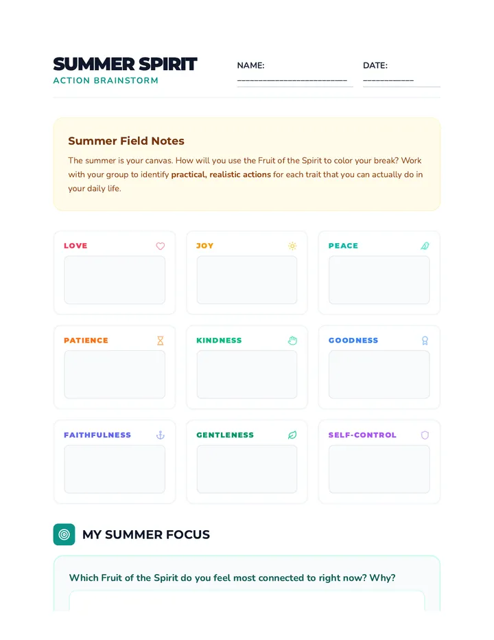 Summer Spirit Brainstorm Activity