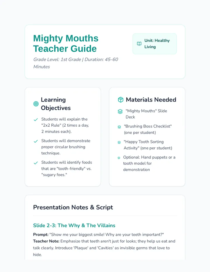 Mighty Mouths Teacher Guide