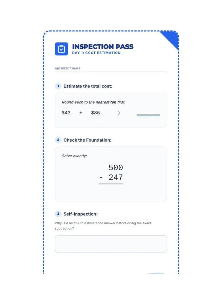 Cost Estimation Exit Ticket