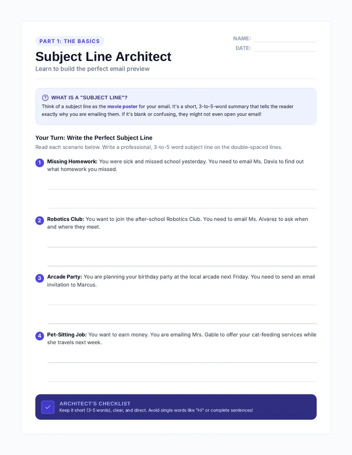 Email Etiquette Worksheet