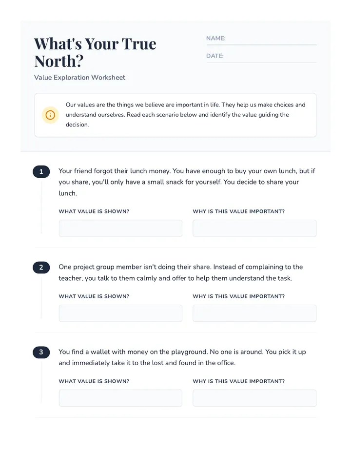 Value Exploration Worksheet