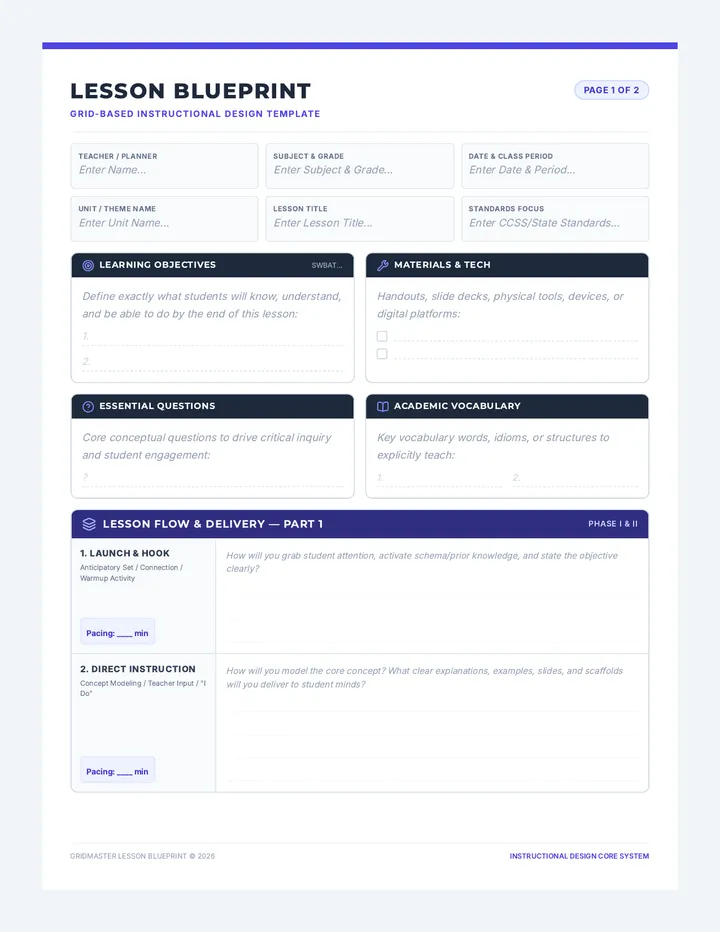 Gridmaster Lesson Blueprint