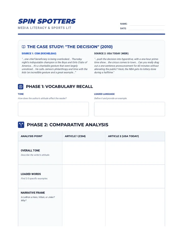 Spin Spotters Worksheet