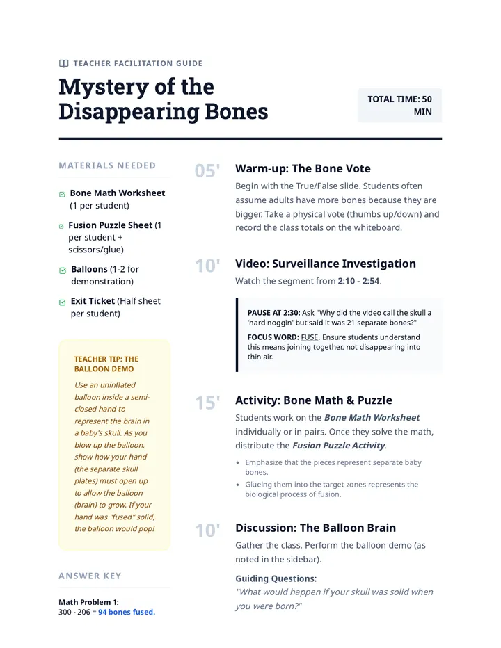Disappearing Bones Teacher Guide