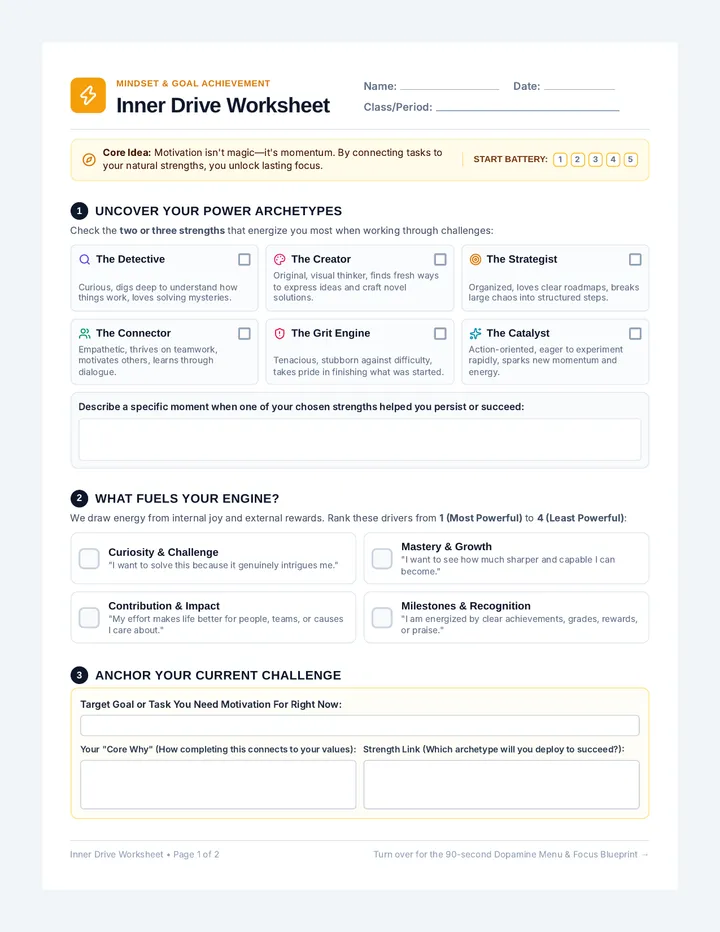 Inner Drive Worksheet