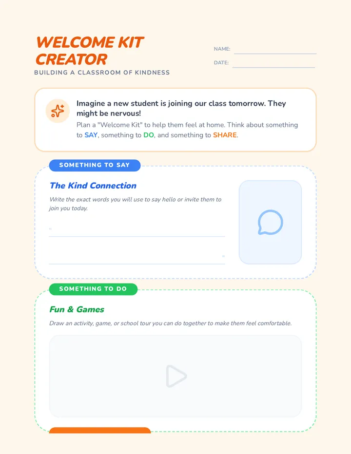 Welcome Kit Activity Sheet