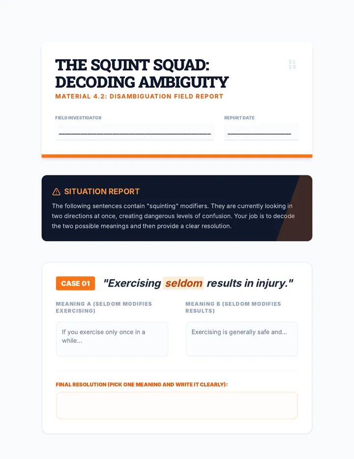 Squint Squad Worksheet