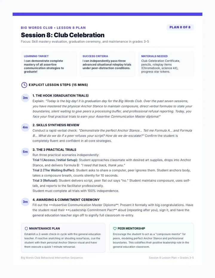 Club Celebration Lesson Plan