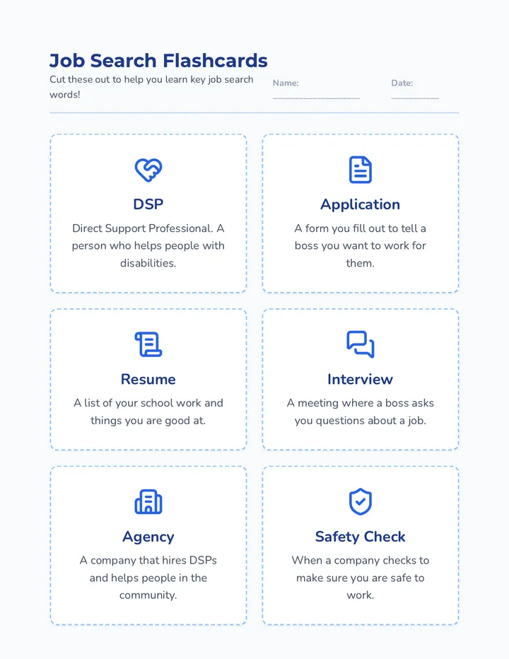 Job Search Flashcards Document