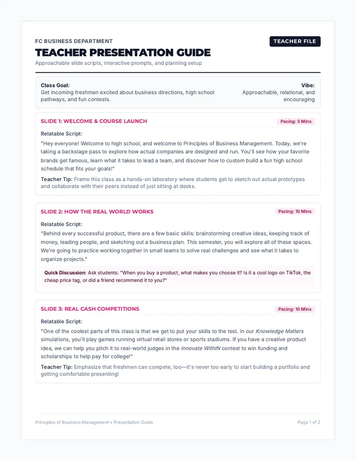 Teacher Presentation Guide