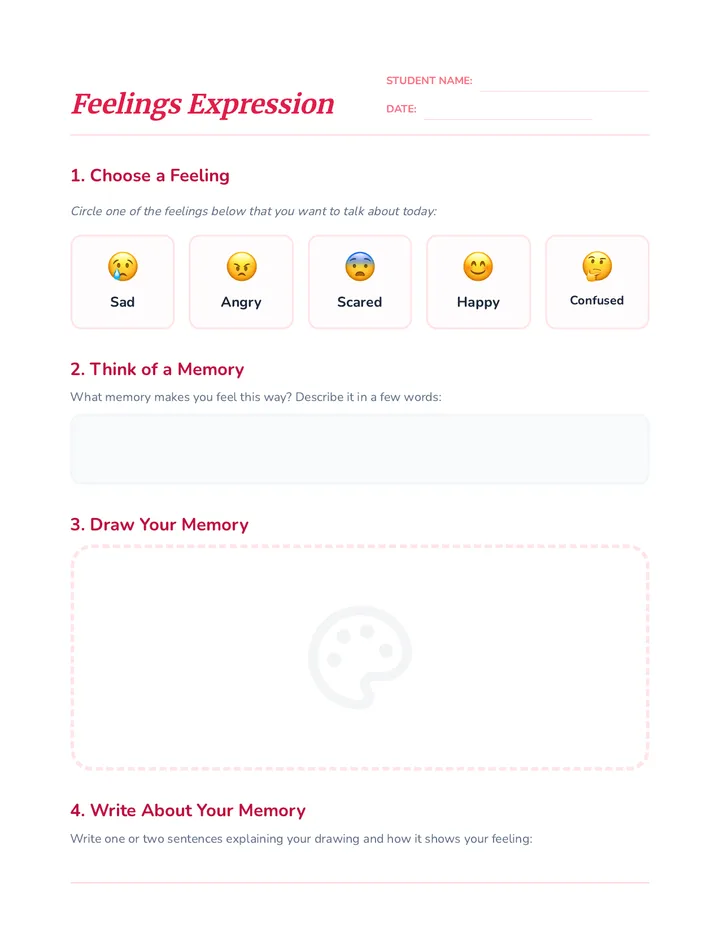 Feelings Expression Worksheet