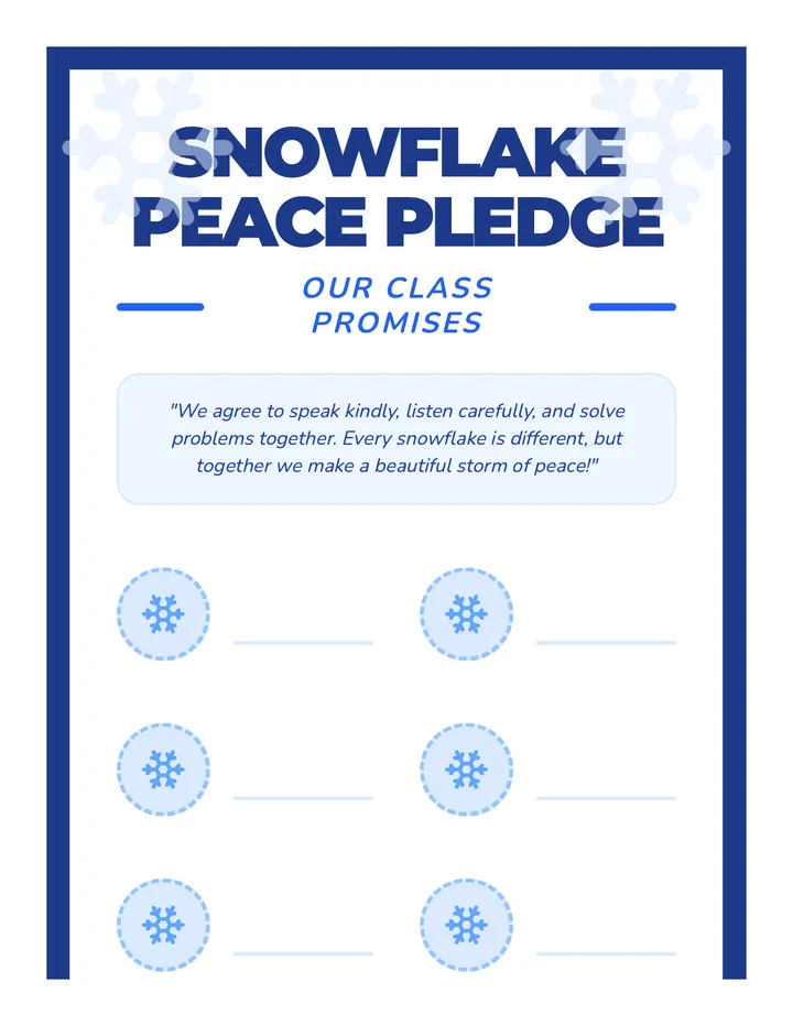 Snowflake Peace Pledge Poster Activity
