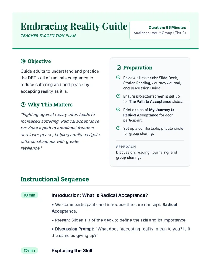 Embracing Reality Guide Lesson Plan